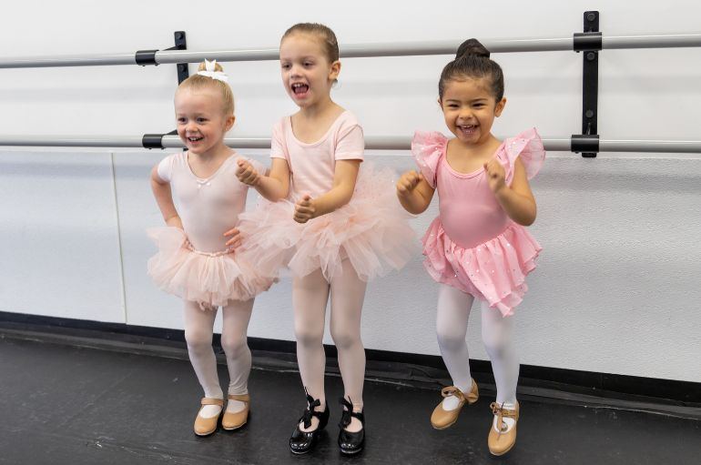 Young dancers at the barre at Pompano Dance Studio